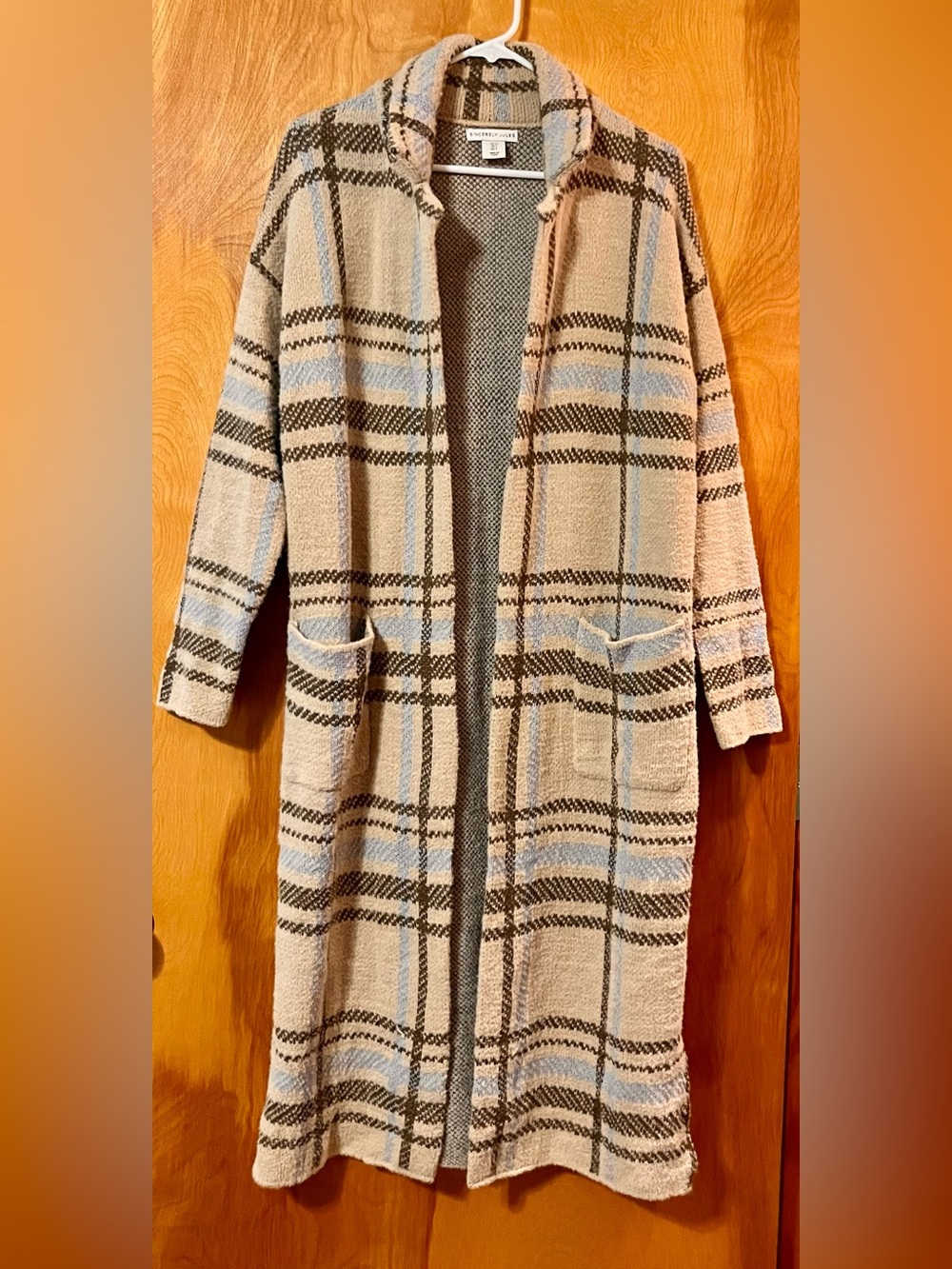 Sincerely Jules Long Plaid Sweater Duster Size Small